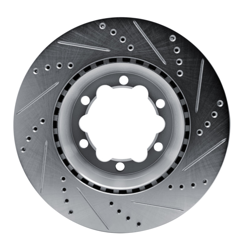 R1 Concepts R1 06-25 American Coach Patriot Rear Left Drilled & Slotted Silver Brake Rotor