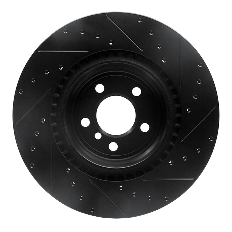 R1 Concepts R1 09-19 BMW 750LI Rear Left Drilled & Slotted Black Brake Rotor