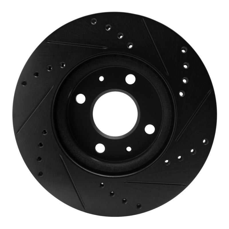 R1 Concepts R1 08-11 Ford Focus Front Left Drilled & Slotted Black Brake Rotor