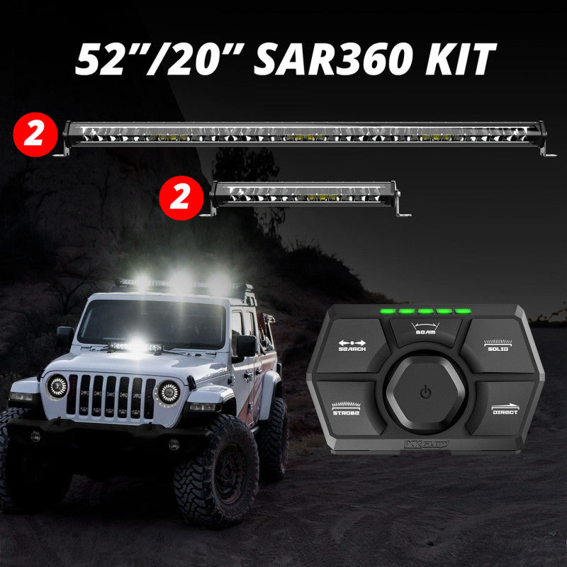 XKGLOW XK Glow SAR360 Light Bar Kit Emergency Search and Rescue Light System (2)52In (2)20In
