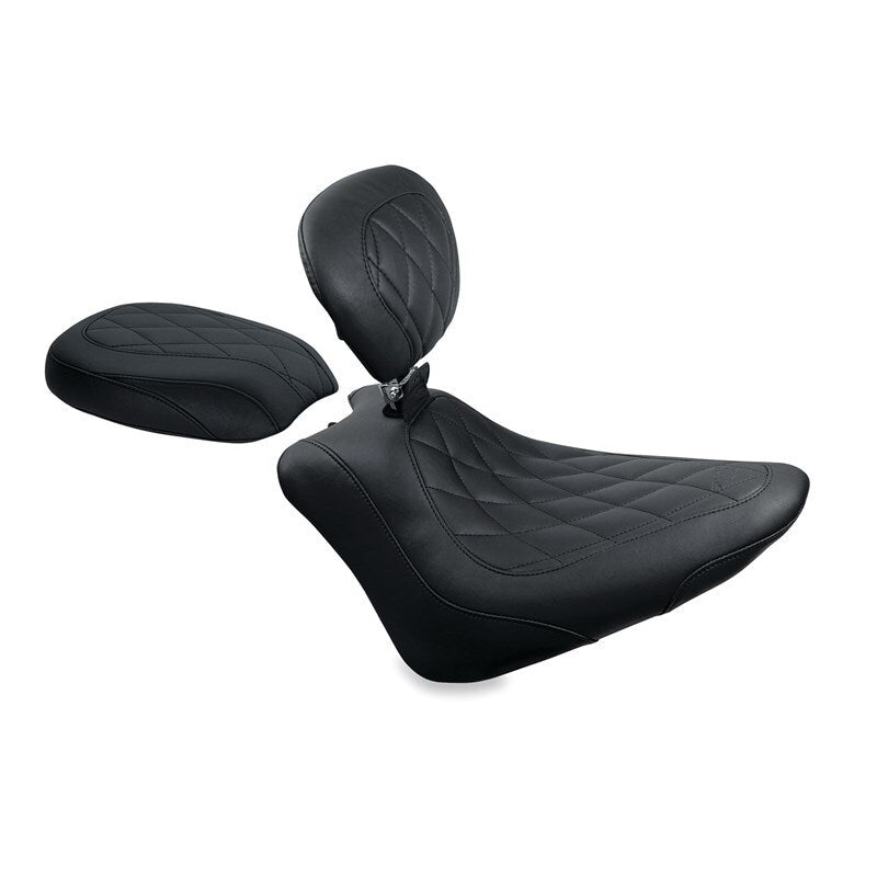 Mustang Motorcycle Mustang 11-13 Harley Blackline,12-17 Slim/Slim S Wide Touring Solo Seat w/DBR Diamond - Black
