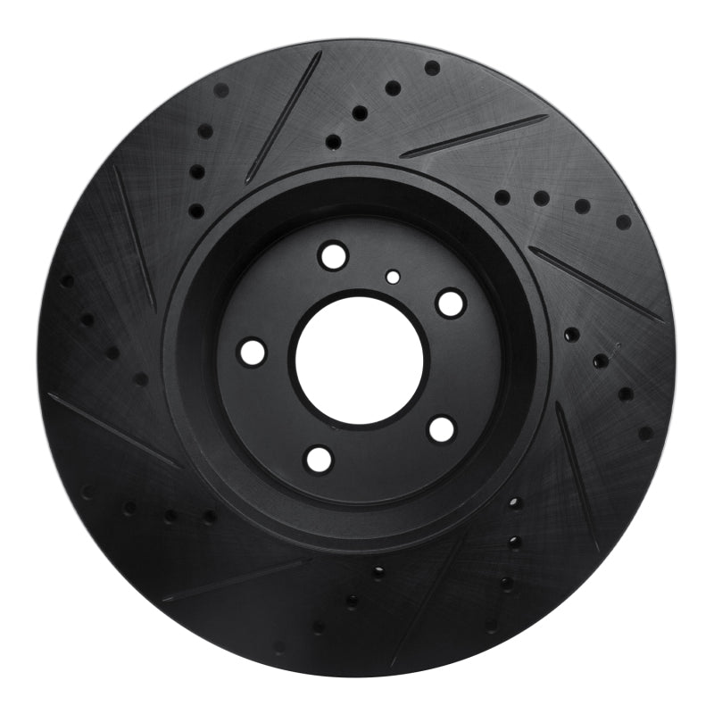 R1 Concepts R1 05-14 Infiniti FX45 Front Right Drilled & Slotted Black Brake Rotor