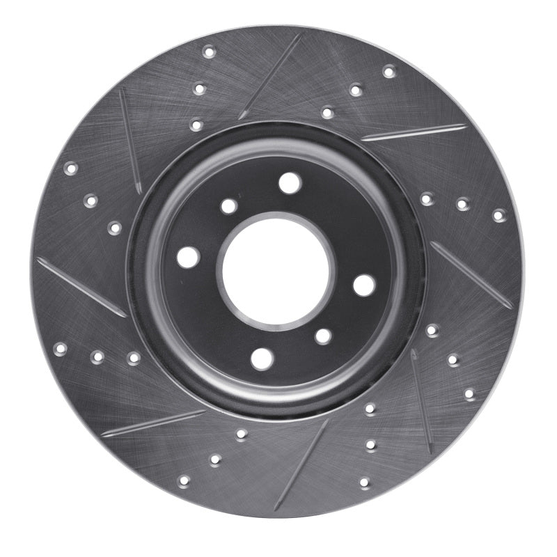 R1 Concepts R1 04-06 Nissan Sentra Front Right Drilled & Slotted Silver Brake Rotor