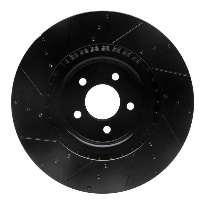 R1 Concepts R1 07-14 Ford Mustang Front Right Drilled & Slotted Black Brake Rotor