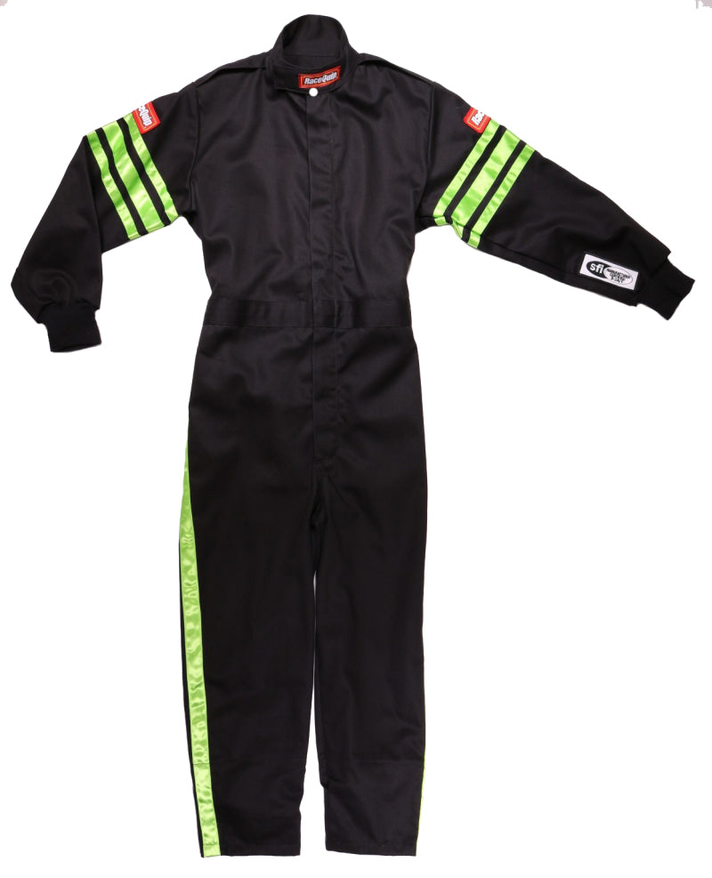 RaceQuip Green Trim SFI-1 JR. Suit - Kids Large