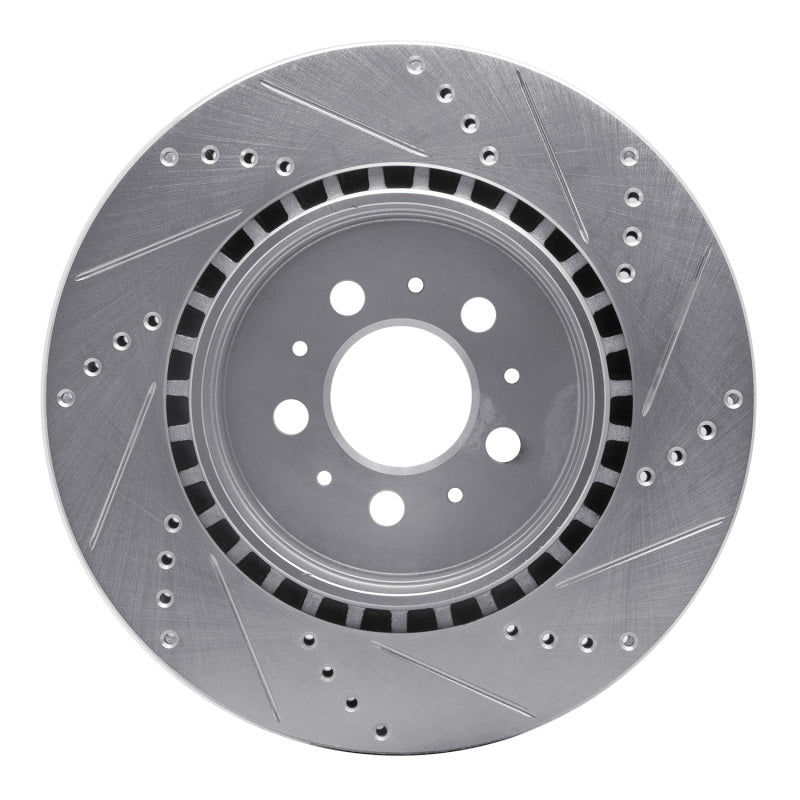 R1 Concepts R1 04-07 Volvo S60 Rear Left Drilled & Slotted Silver Brake Rotor