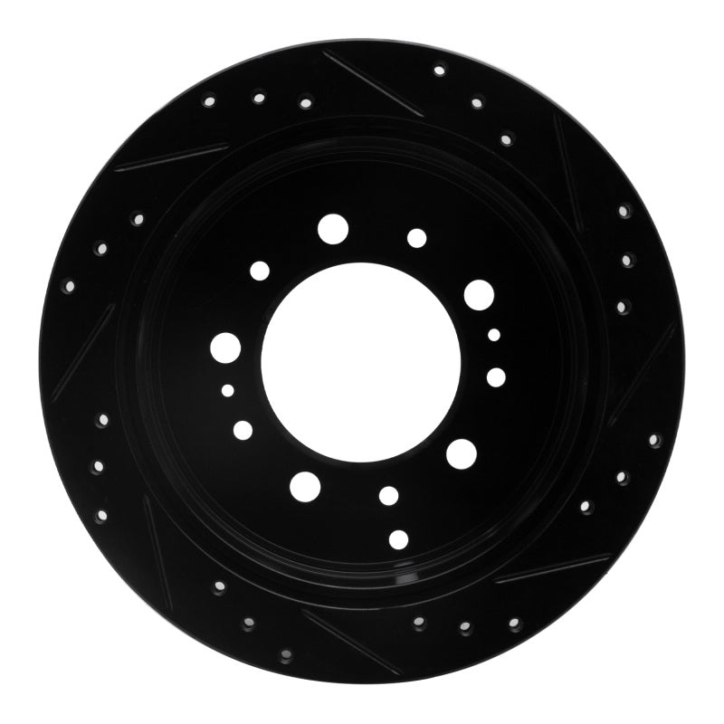 R1 Concepts R1 98-07 Lexus LX470 Rear Left Drilled & Slotted Black Brake Rotor