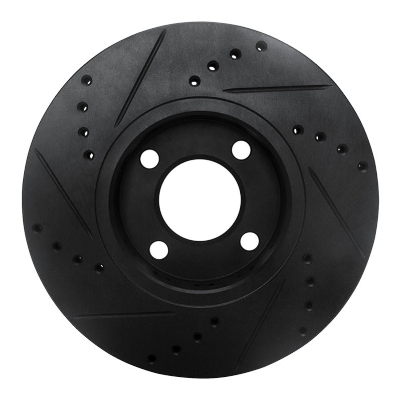 R1 Concepts R1 90-91 Audi 90 Quattro Front Right Drilled & Slotted Black Brake Rotor