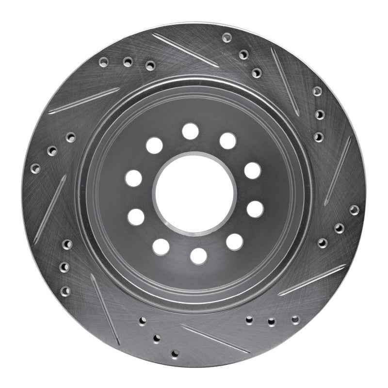 R1 Concepts R1 03-11 Lincoln Town Car Rear Left Drilled & Slotted Silver Brake Rotor