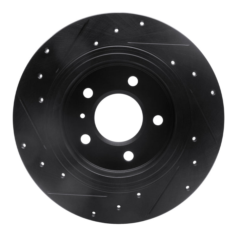 R1 Concepts R1 06-11 Buick Lucerne Rear Right Drilled & Slotted Black Brake Rotor