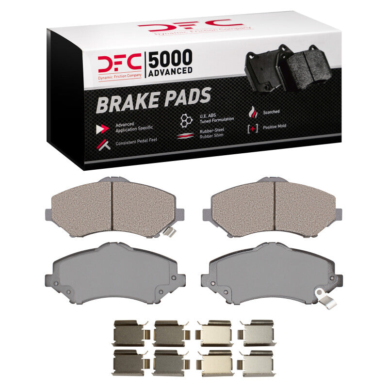 DFC 08-12 Chrysler Town & Country Front 5000 Advanced Semi Metallic Brake Pads and Hardware Kit