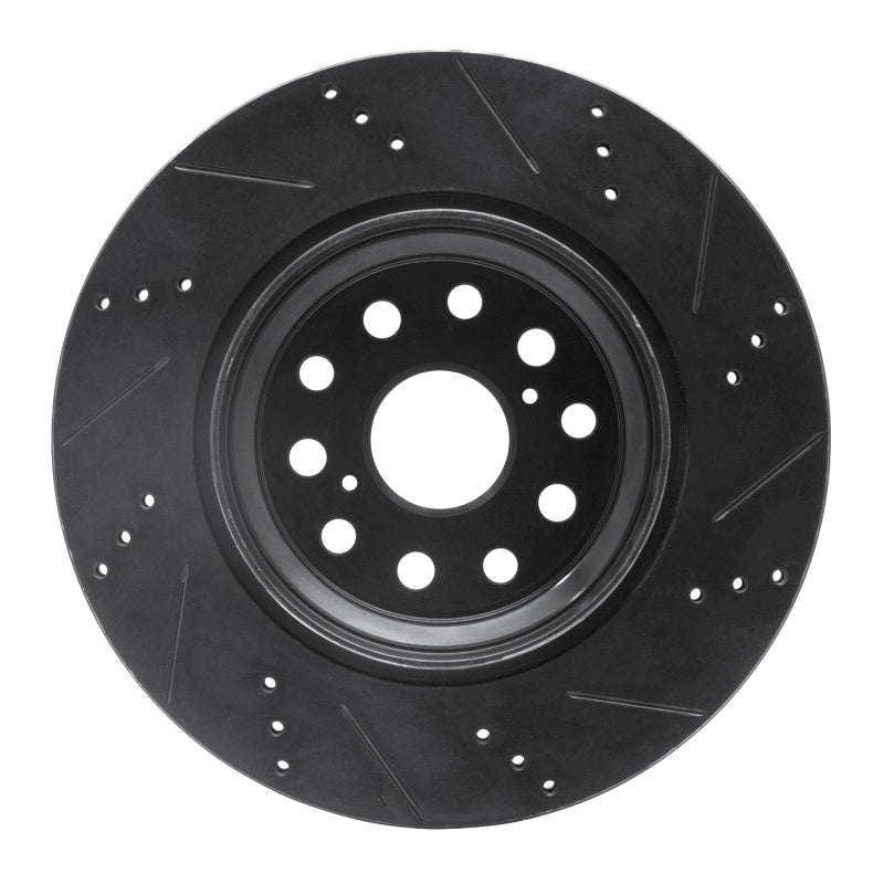 R1 Concepts R1 07-17 Lexus LS460 Left Rear Drilled & Slotted Black Brake Rotor