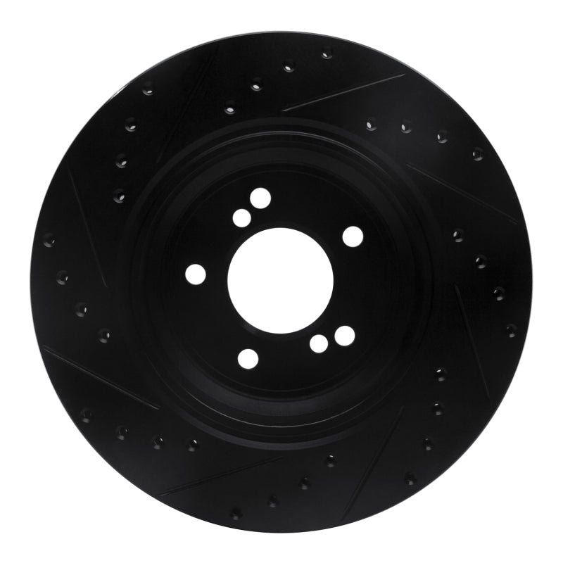 R1 Concepts R1 00-06 BMW M3 Rear Right Drilled & Slotted Black Brake Rotor