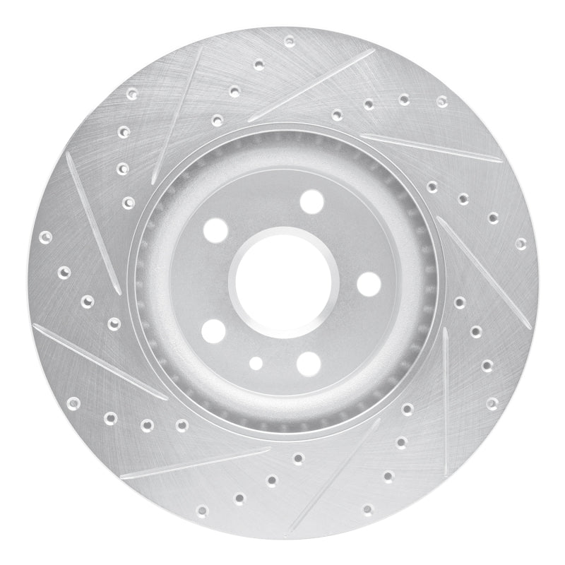 R1 Concepts R1 08-17 Cadillac CTS Front Right Drilled & Slotted Silver Brake Rotor