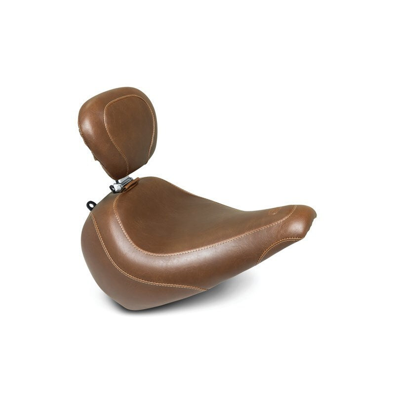 Mustang Motorcycle Mustang 18-21 Harley Fat Boy Wide Tripper Solo Seat w/ Driver Backrest - Brown
