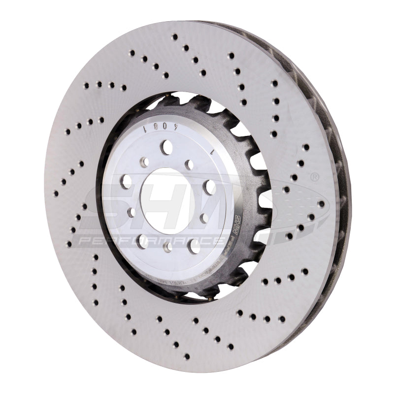 SHW Performance SHW 13-16 BMW M5 4.4L Right Front Cross-Drilled Lightweight Brake Rotor (34112284102)