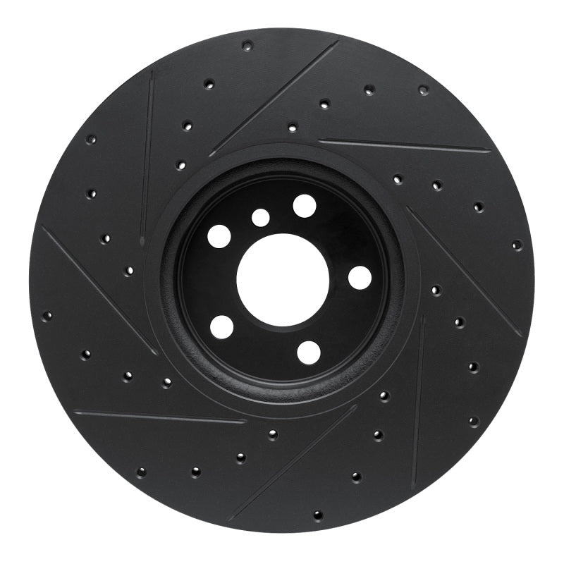 R1 Concepts R1 16-25 BMW 330e Left Front Drilled & Slotted Black Brake Rotor