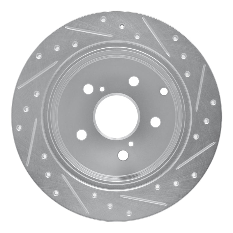 R1 Concepts R1 12-20 Toyota Mirai Rear Left Drilled & Slotted Silver Brake Rotor