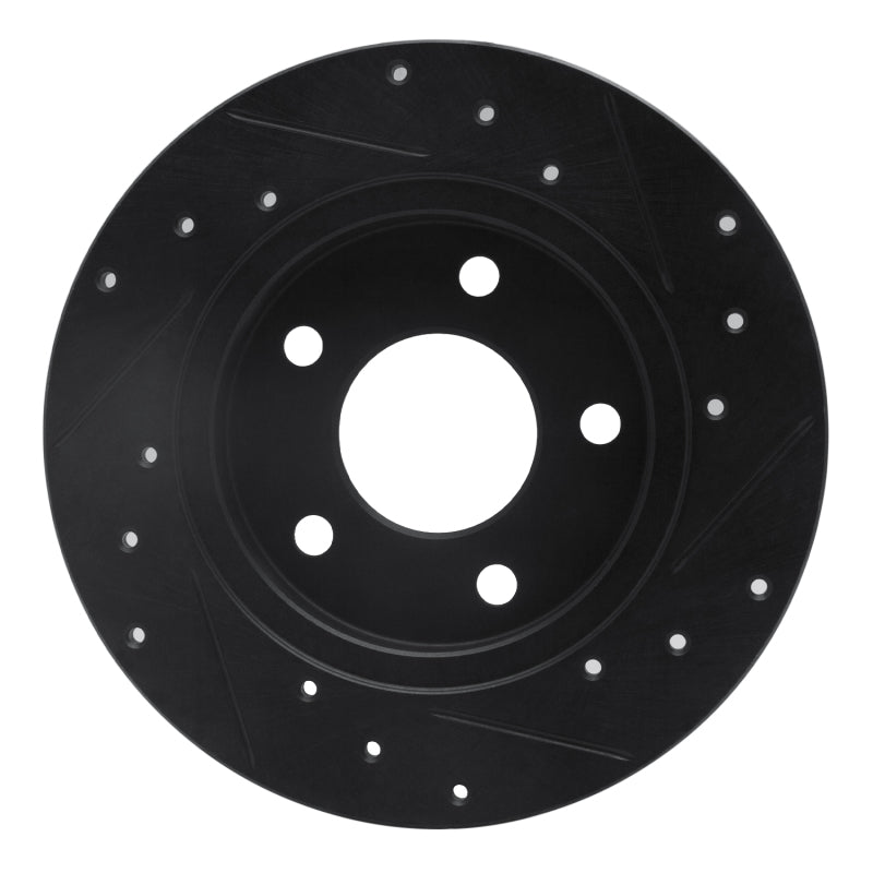 R1 Concepts R1 88-92 Dodge Monaco Rear Left Drilled & Slotted Black Brake Rotor