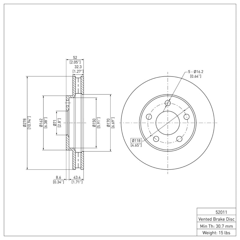 DFC 97-05 Buick Century Front GeoSPEC Coated Rotor