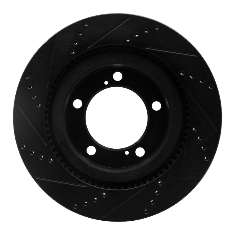 R1 Concepts R1 07-22 Lexus LX570 Front Right Drilled & Slotted Black Brake Rotor