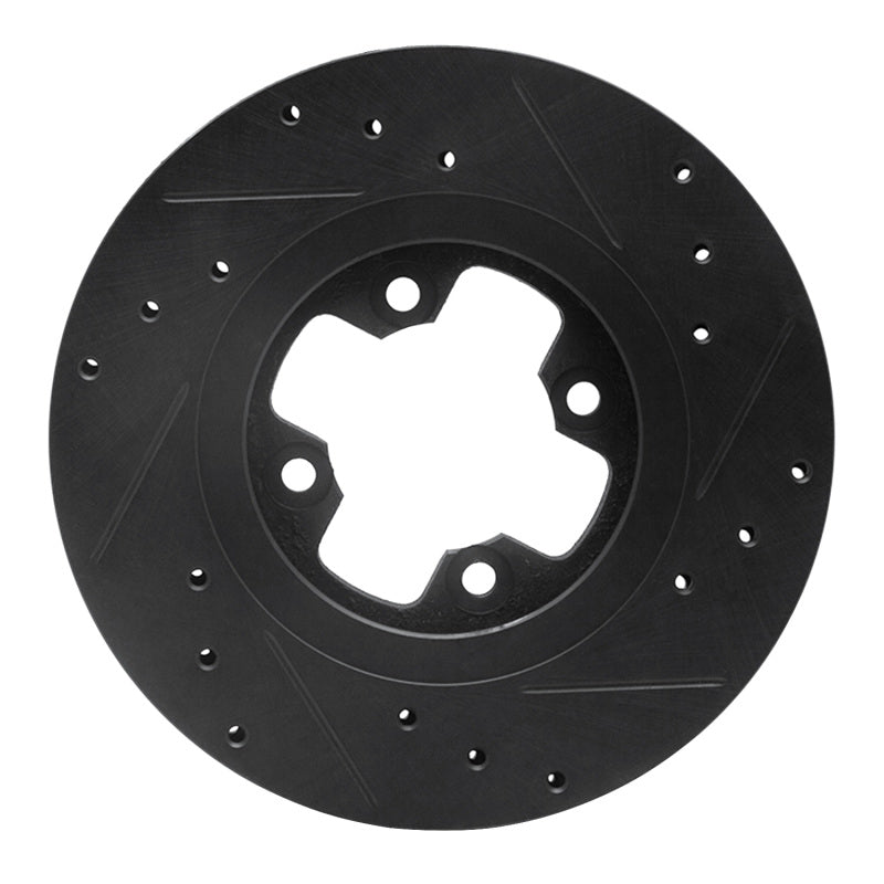 R1 Concepts R1 81-88 Nissan Maxima Front Left Drilled & Slotted Black Brake Rotor