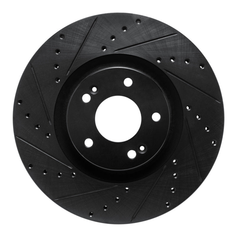 R1 Concepts R1 2021-2025 Hyundai Santa Fe Front Left Drilled & Slotted Black Brake Rotor