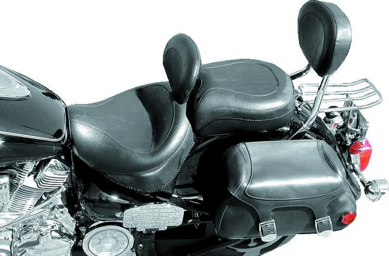 Mustang Motorcycle Mustang 99-15 Yamaha Road Star 1600, 1700 Wide Touring 2PC Seat w/Driver Backrest - Black