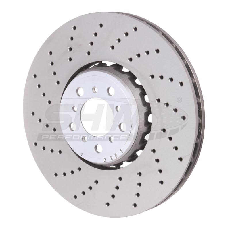 SHW Performance SHW 15-18 BMW X5 M 4.4L Left Front Cross-Drilled Lightweight Brake Rotor (34112284901)