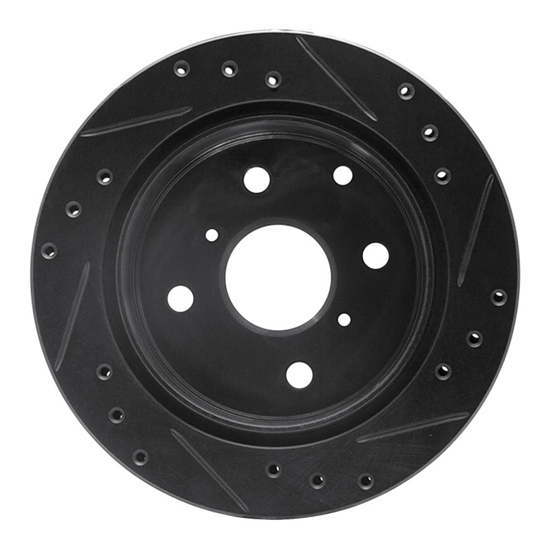 R1 Concepts R1 84-88 Toyota Cressida Rear Left Drilled & Slotted Black Brake Rotor