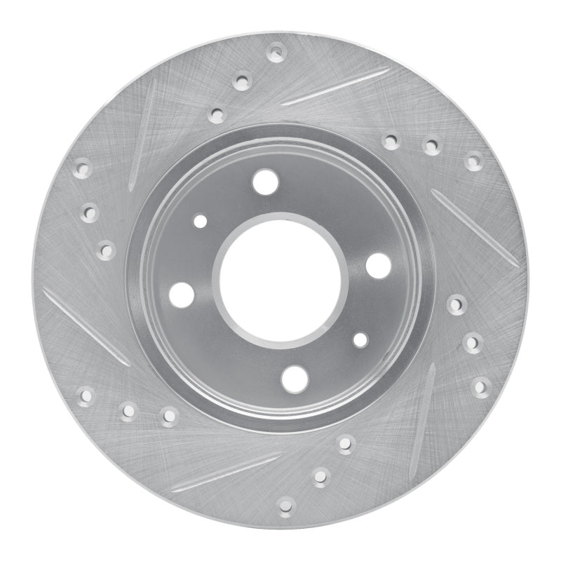 R1 Concepts R1 86-17 Nissan TSURU (Mexico) Front Right Drilled & Slotted Silver Brake Rotor