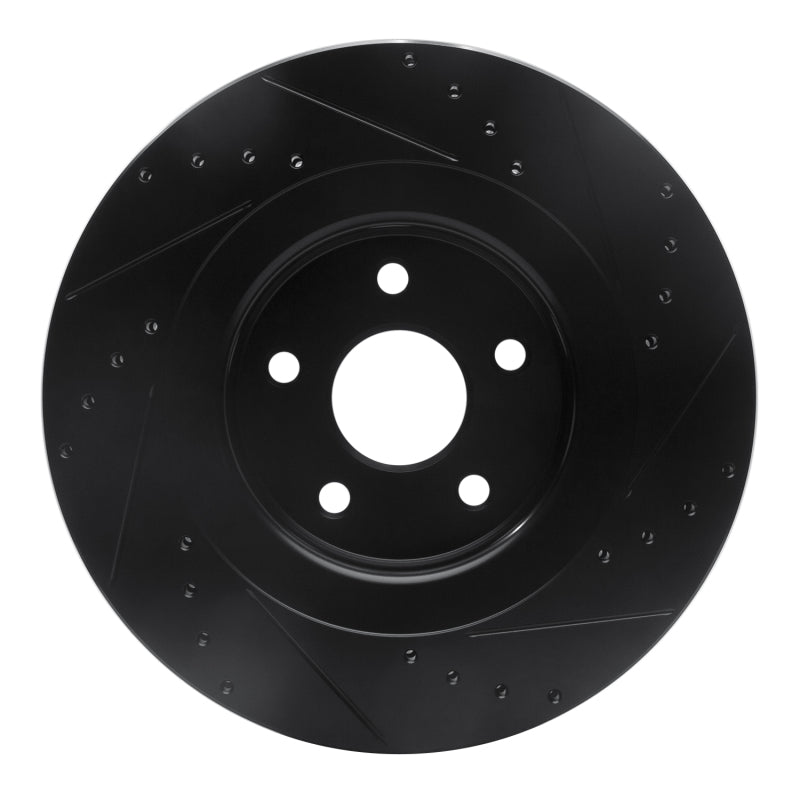 R1 Concepts R1 06-10 Jeep Grand Cherokee Front Left Drilled & Slotted Black Brake Rotor