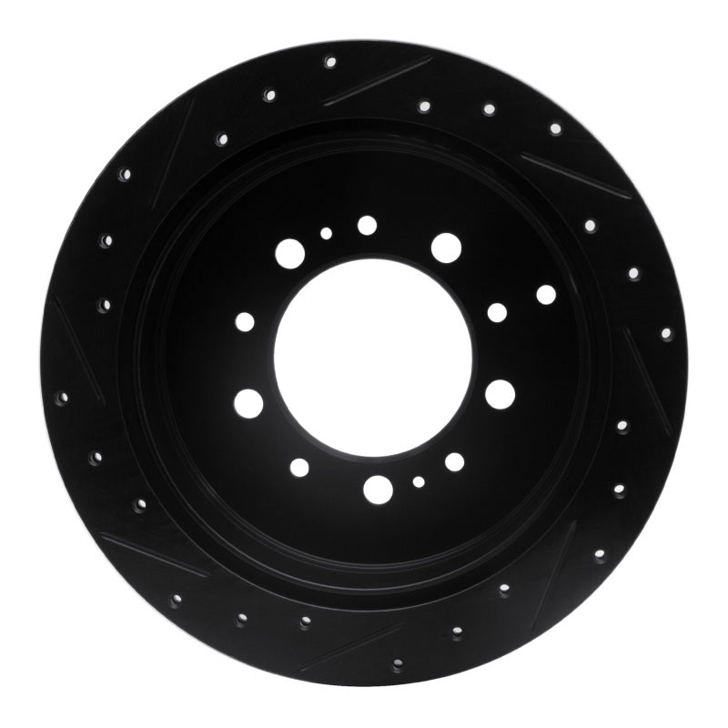 R1 Concepts R1 07-22 Lexus LX570 Rear Right Drilled & Slotted Black Brake Rotor
