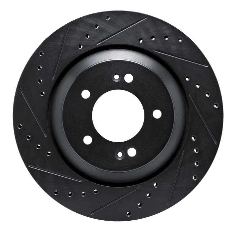 R1 Concepts R1 2019-2025 Hyundai Elantra N Rear Left Drilled & Slotted Black Brake Rotor