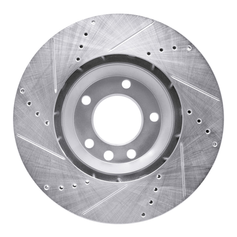 R1 Concepts R1 03-15 Audi Q7 Left Front Drilled & Slotted Silver Brake Rotor