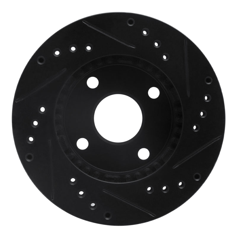 R1 Concepts R1 90-01 Ford Escort Front Left Drilled & Slotted Black Brake Rotor
