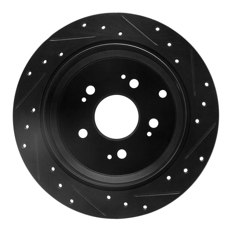 R1 Concepts R1 05-10 Honda Odyssey Rear Left Drilled & Slotted Black Brake Rotor