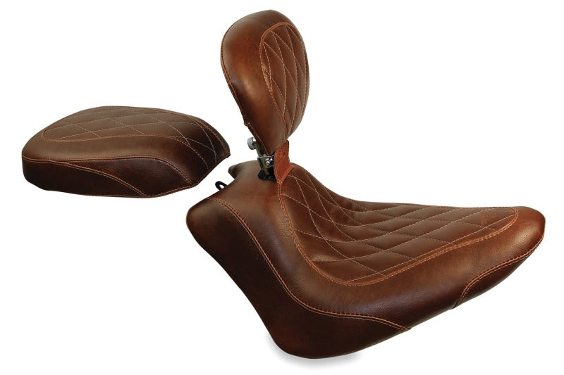 Mustang Motorcycle Mustang 11-13 Harley Blackline, 12-17 Slim/Slim S Tripper Pass Seat Diam Stitch - Distressed Brown