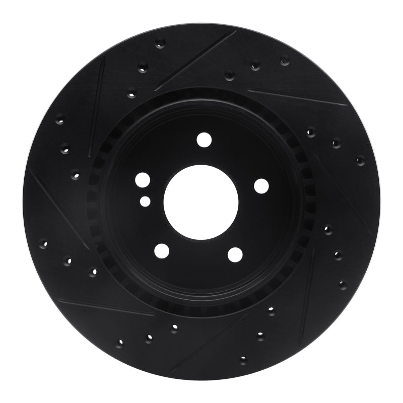 R1 Concepts R1 98-09 Chrysler Crossfire Rear Right Drilled & Slotted Black Brake Rotor