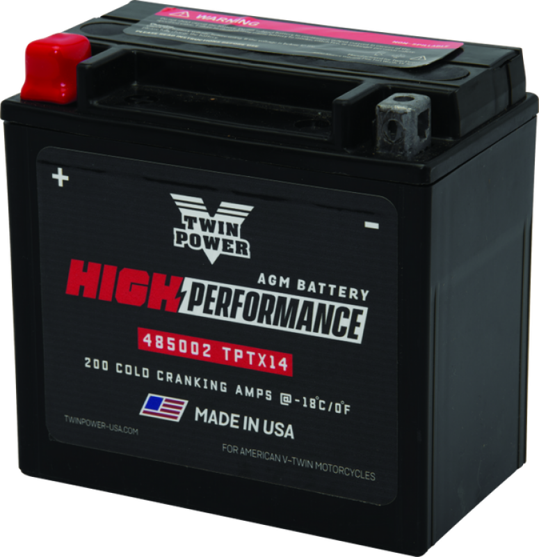 TwinPower Twin Power YTX14 High Performance Battery Replaces H-D 65948-00 Made in USA 200 CCA