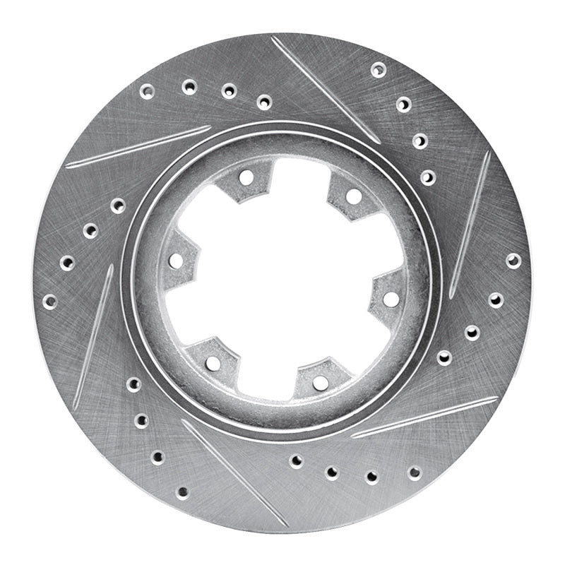 R1 Concepts R1 85-02 Nissan Pickup Hardbody Front Left Drilled & Slotted Silver Brake Rotor