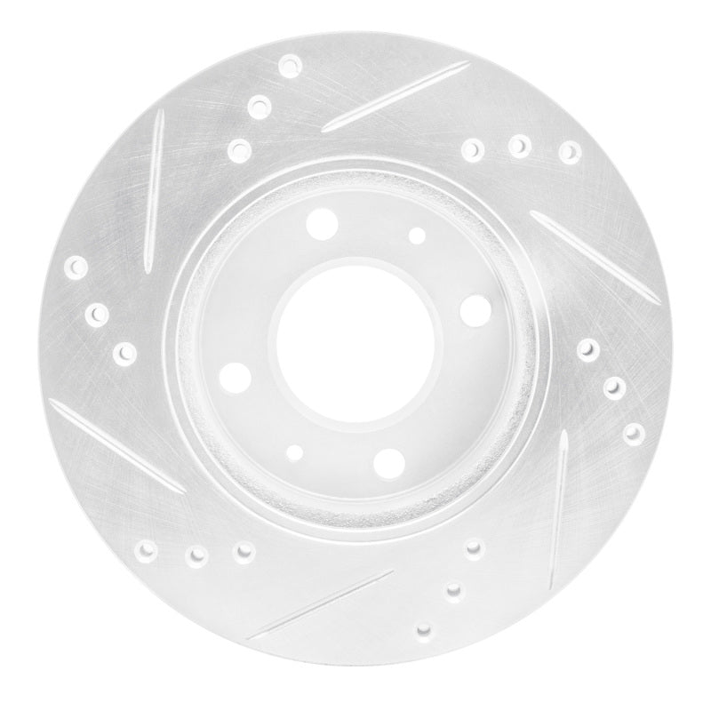 R1 Concepts R1 00-02 Hyundai Accent Front Right Drilled & Slotted Silver Brake Rotor