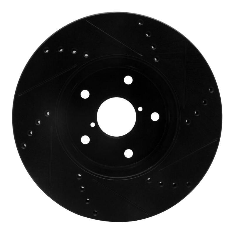 R1 Concepts R1 15-19 Subaru Legacy Front Left Drilled & Slotted Black Brake Rotor