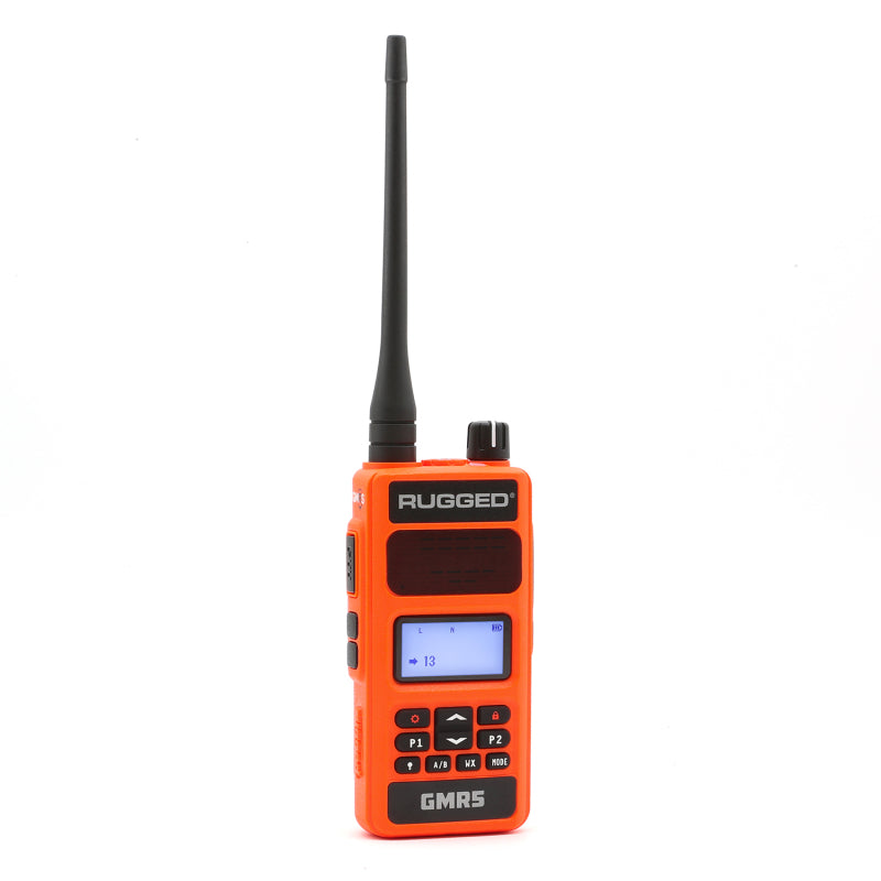 Rugged Radios GMR5-X - 5W GMRS Handheld Radio - Waterproof w/ XL Battery - 2 Pack - Orange
