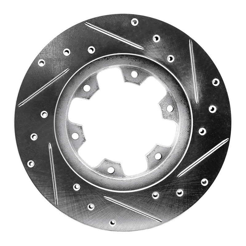 R1 Concepts R1 83-85 Nissan 720 DATSUN Front Left Drilled & Slotted Silver Brake Rotor