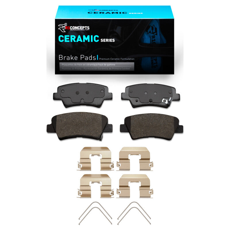 R1 Concepts R1 11-25 Dodge Attitude (Mexico) Rear Ceramic Brake Pads & Hardware Kit