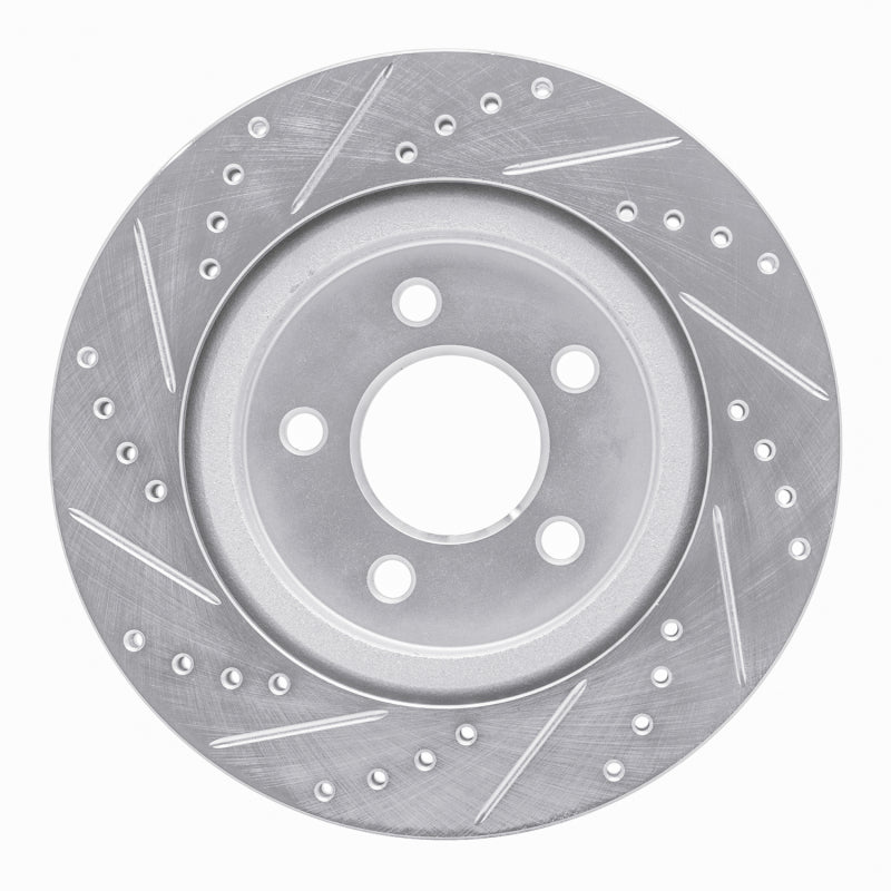 R1 Concepts R1 05-14 Ford Mustang Rear Right Drilled & Slotted Silver Brake Rotor