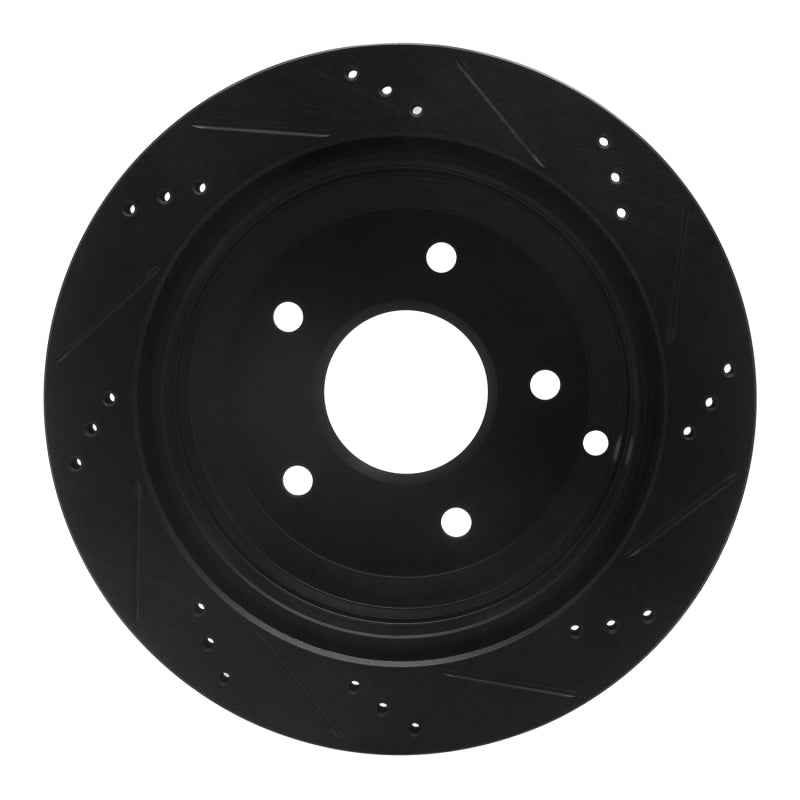 R1 Concepts R1 05-06 Pontiac GTO Rear Left Drilled & Slotted Black Brake Rotor