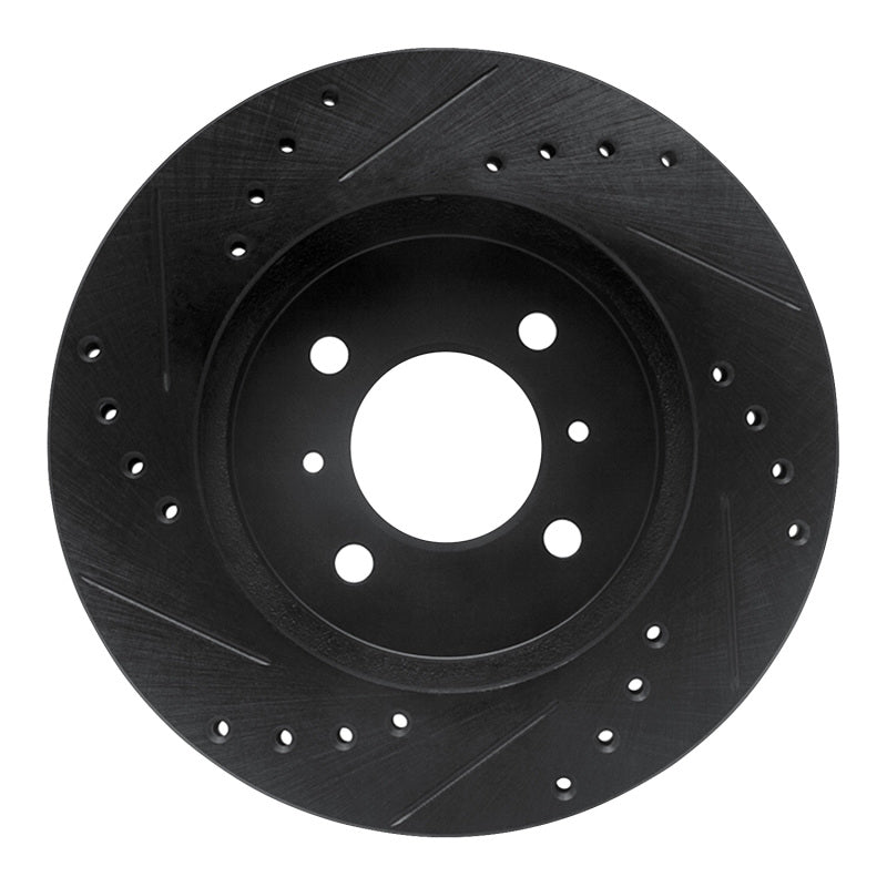 R1 Concepts R1 98-07 Mitsubishi Lancer Front Right Drilled & Slotted Black Brake Rotor