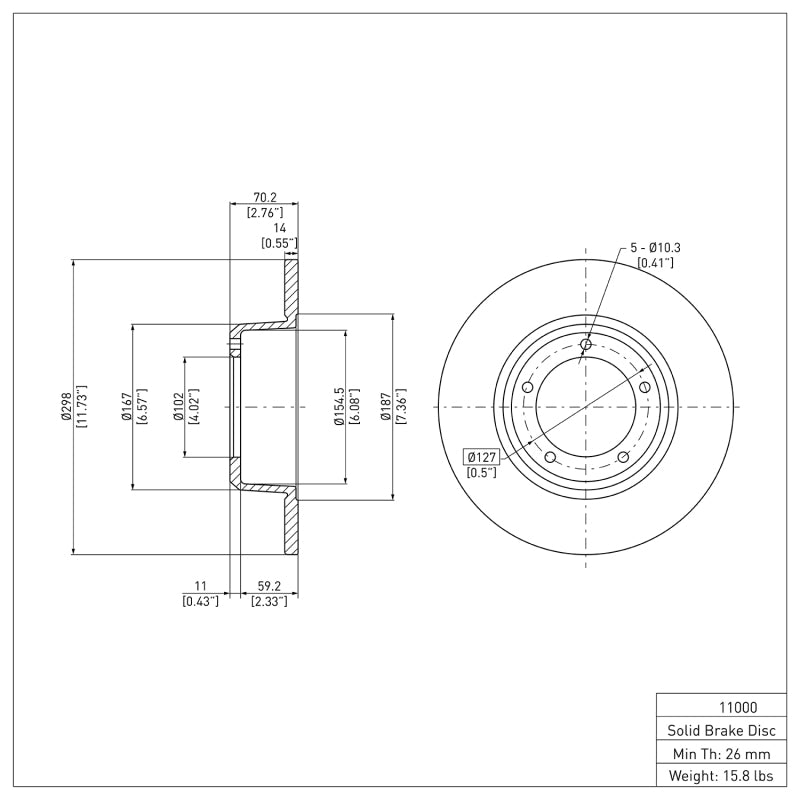 DFC 74-99 Land Rover Defender 110 Front Brake Rotor